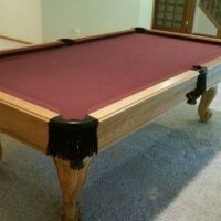 Solid Oak Pool Table With Slate Table Top