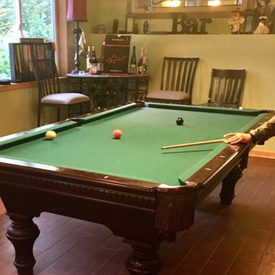Top Condition Slate Pool Table, Light, and Accessories